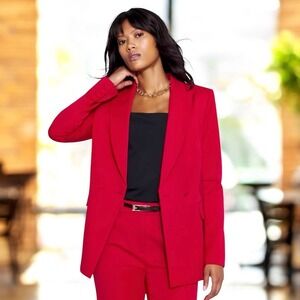 White House Black Market Ruby Red Double Breasted Blazer Peaked Lapel Jacket NWT